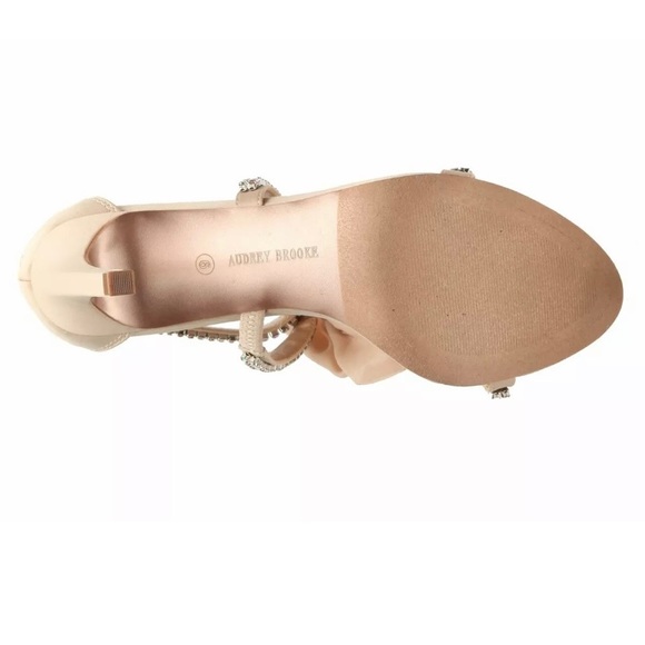 Audrey Brook Cinderella Rhinestone Formal Heel Champagne Satin - Picture 5 of 7